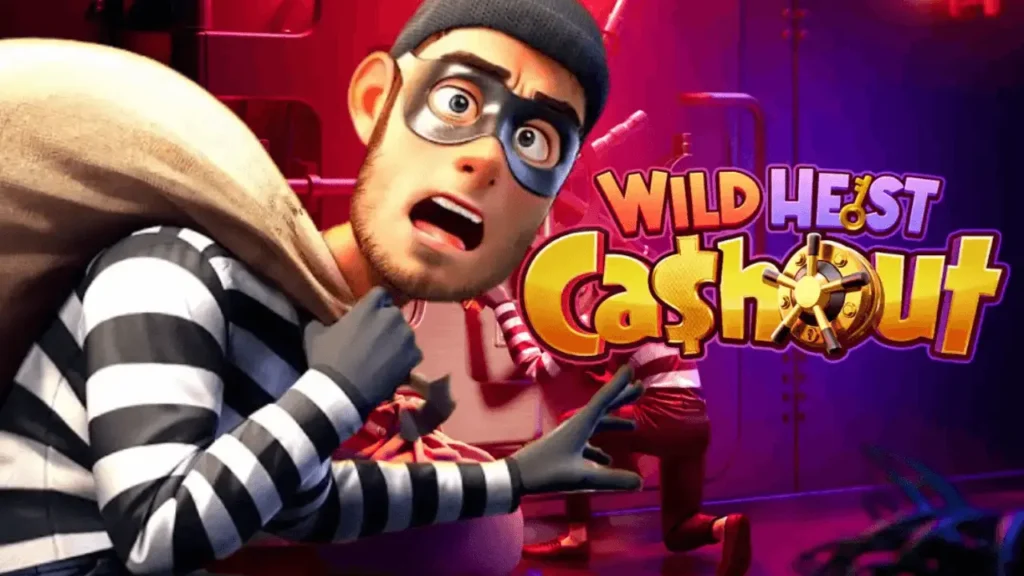 "Wild Heist Cashout by PG Soft, a heist-themed slot with cash bags, jewels, and vault symbols on the reels."

